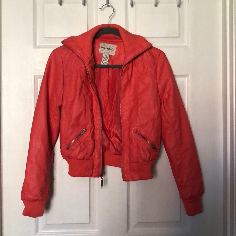 Pink leather Moto jacket